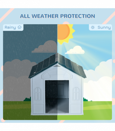 PawHut Weather-Resistant Dog House, Puppy Shelter for Medium Dogs - Blue