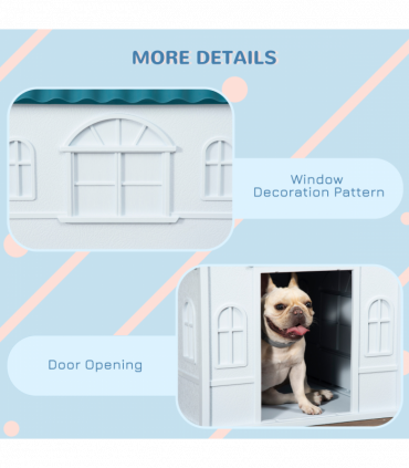 PawHut Weather-Resistant Dog House, Puppy Shelter for Medium Dogs - Blue