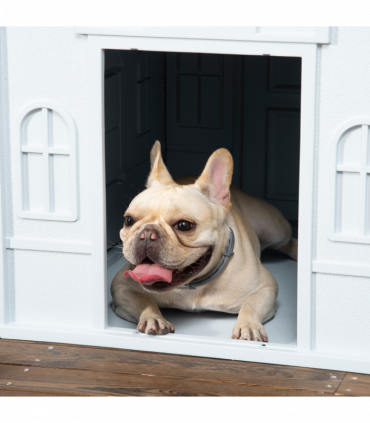 PawHut Weather-Resistant Dog House, Puppy Shelter for Medium Dogs - Blue