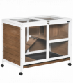 PawHut Wood Rabbit Hutch Bunny Cage Pet House Indoor W/ Tray Ramp, Brown