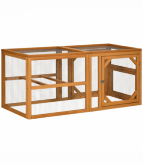 PawHut Wooden Chicken Coop w/ Perches, Doors, for 2-4 Chickens