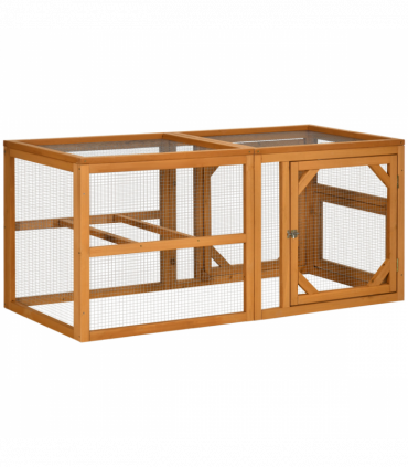 PawHut Wooden Chicken Coop w/ Perches, Doors, for 2-4 Chickens