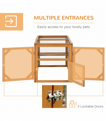 PawHut Wooden Chicken Coop w/ Perches, Doors, for 2-4 Chickens