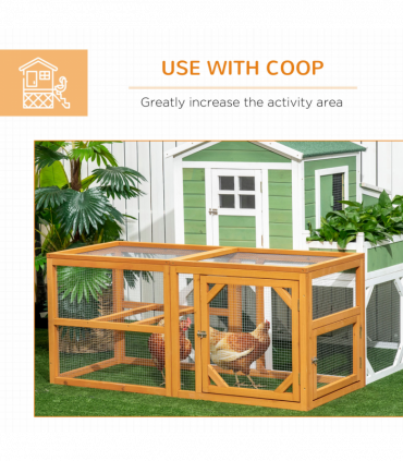 PawHut Wooden Chicken Coop w/ Perches, Doors, for 2-4 Chickens