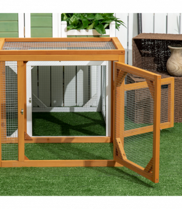 PawHut Wooden Chicken Coop w/ Perches, Doors, for 2-4 Chickens