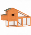 PawHut Wooden Chicken Coop with Run, Nesting Box, Slide-out Tray, Ramp