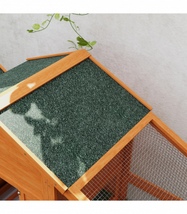 PawHut Wooden Chicken Coop with Run, Nesting Box, Slide-out Tray, Ramp