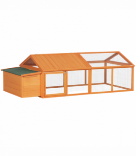 PawHut Wooden Chicken Run with Nesting Box, Openable Roof for 4-8 Chickens Ducks
