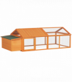 PawHut Wooden Chicken Run with Nesting Box, Openable Roof for 4-8 Chickens Ducks