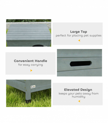 PawHut Wooden Dog House, Outdoor Dog Kennel w/ Removable Bottom, Dark Grey