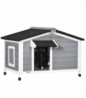 PawHut Wooden Dog Kennel for Outside 97L x 72W x 65Hcm, Grey