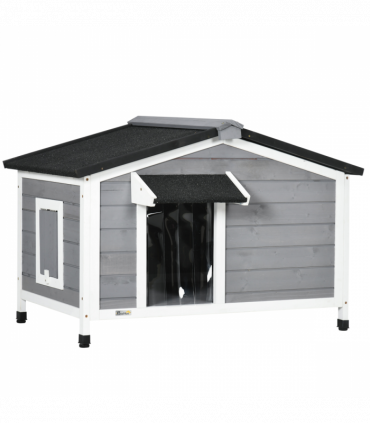 PawHut Wooden Dog Kennel for Outside 97L x 72W x 65Hcm, Grey