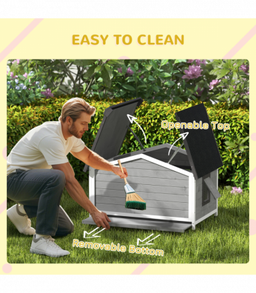 PawHut Wooden Dog Kennel for Outside 97L x 72W x 65Hcm, Grey