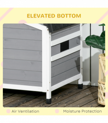 PawHut Wooden Dog Kennel for Outside 97L x 72W x 65Hcm, Grey