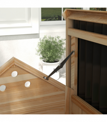 PawHut Wooden Duck House, Poultry Coop with Double Doors, Openable Roof