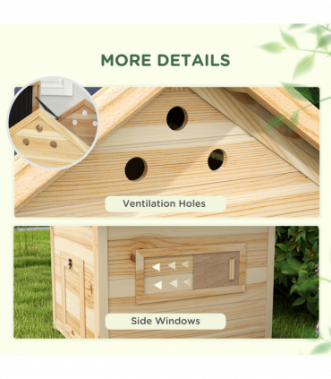 PawHut Wooden Duck House, Poultry Coop with Double Doors, Openable Roof