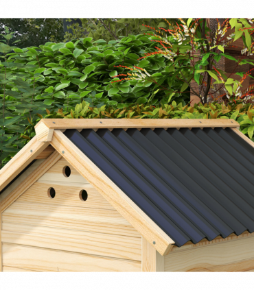 PawHut Wooden Duck House, Poultry Coop with Double Doors, Openable Roof