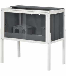 PawHut Wooden Hamster Cage for Dwarf Hamsters, Gerbils, Rutin Chicken w/ Shelf