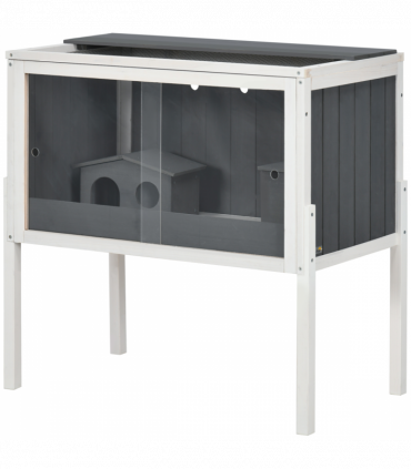 PawHut Wooden Hamster Cage for Dwarf Hamsters, Gerbils, Rutin Chicken w/ Shelf