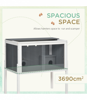 PawHut Wooden Hamster Cage for Dwarf Hamsters, Gerbils, Rutin Chicken w/ Shelf