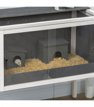 PawHut Wooden Hamster Cage for Dwarf Hamsters, Gerbils, Rutin Chicken w/ Shelf