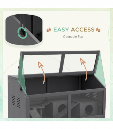 PawHut Wooden Hamster Cage for Gerbils w/ Suspension Bridge, Ladders