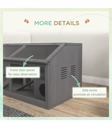 PawHut Wooden Hamster Cage for Gerbils w/ Suspension Bridge, Ladders