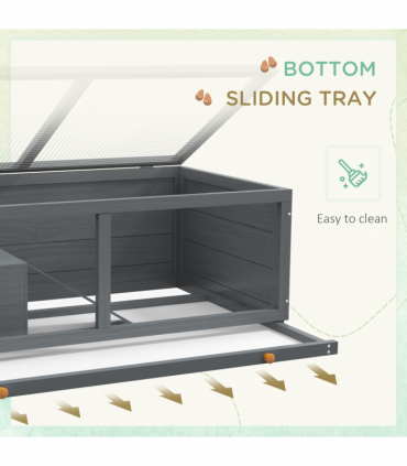 PawHut Wooden Hamster Cage with Sliding Tray, Openable Top, Hut, Grey