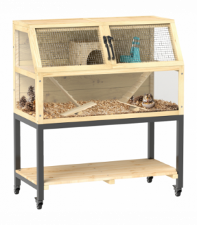 PawHut Wooden Hamster Cage with Storage Shelf