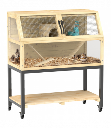 PawHut Wooden Hamster Cage with Storage Shelf
