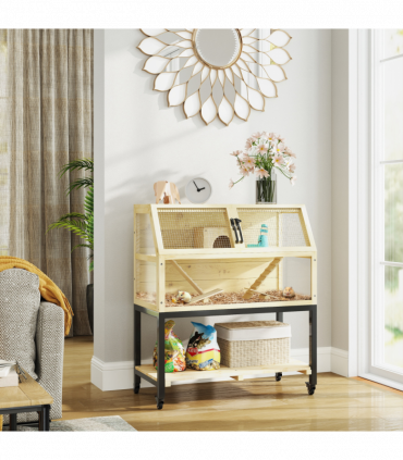 PawHut Wooden Hamster Cage with Storage Shelf