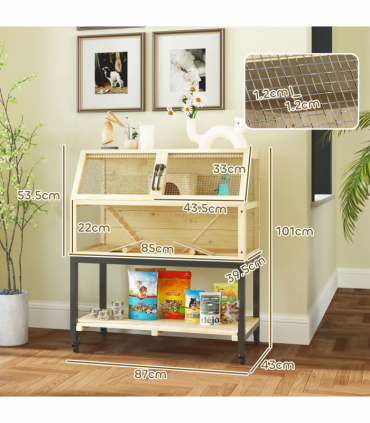 PawHut Wooden Hamster Cage with Storage Shelf