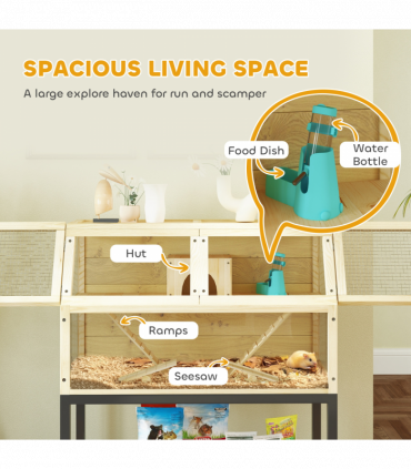 PawHut Wooden Hamster Cage with Storage Shelf