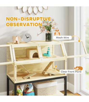 PawHut Wooden Hamster Cage with Storage Shelf