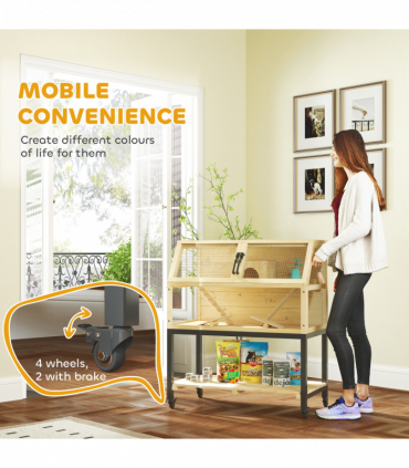 PawHut Wooden Hamster Cage with Storage Shelf