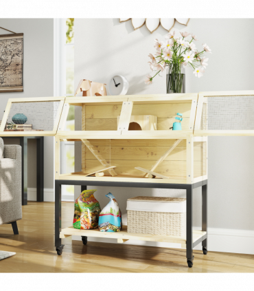 PawHut Wooden Hamster Cage with Storage Shelf