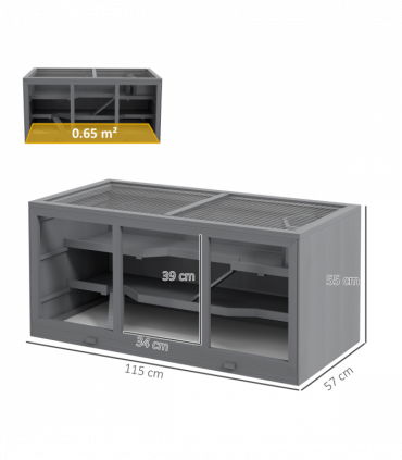 PawHut Wooden Hamster Cage, Exercise Play House Pen with Tray, Openable Top