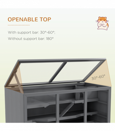 PawHut Wooden Hamster Cage, Exercise Play House Pen with Tray, Openable Top