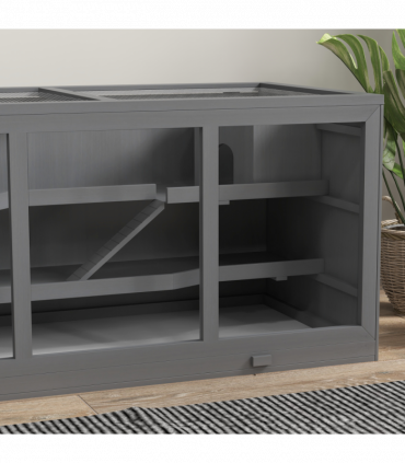 PawHut Wooden Hamster Cage, Exercise Play House Pen with Tray, Openable Top