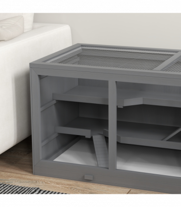 PawHut Wooden Hamster Cage, Exercise Play House Pen with Tray, Openable Top