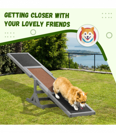 PawHut Wooden Pet Seesaw for Big Dogs with Anti-Slip Surface, 180 x 30 x 30cm