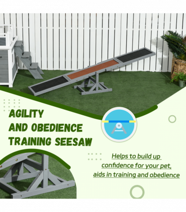 PawHut Wooden Pet Seesaw for Big Dogs with Anti-Slip Surface, 180 x 30 x 30cm