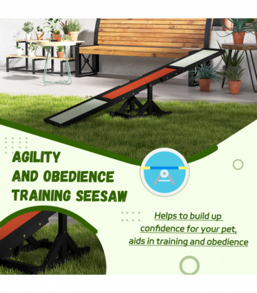 PawHut Wooden Pet Seesaw for Big Dogs with Anti-Slip Surface, Black