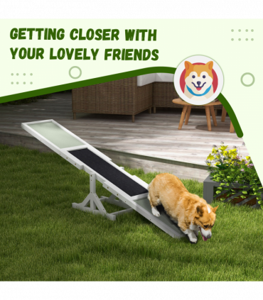 PawHut Wooden Pet Seesaw for Big Dogs with Anti-Slip Surface, White