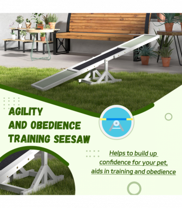PawHut Wooden Pet Seesaw for Big Dogs with Anti-Slip Surface, White