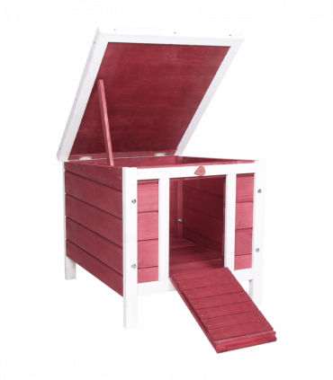 PawHut Wooden Rabbit Hutch Bunny Cage Guinea Pig House Pet Habitat Ferret Red