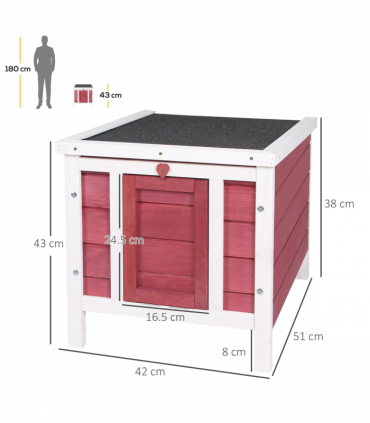 PawHut Wooden Rabbit Hutch Bunny Cage Guinea Pig House Pet Habitat Ferret Red
