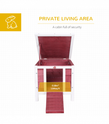 PawHut Wooden Rabbit Hutch Bunny Cage Guinea Pig House Pet Habitat Ferret Red