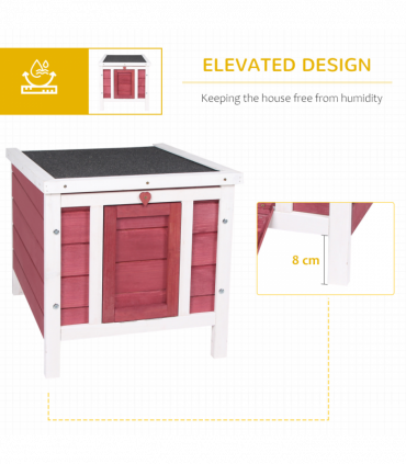 PawHut Wooden Rabbit Hutch Bunny Cage Guinea Pig House Pet Habitat Ferret Red