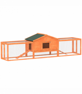 PawHut Wooden Rabbit Hutch Guinea Pig Hutch, Orange, 309 x 70 x 87cm